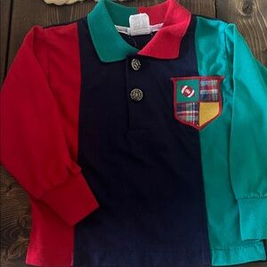Vintage Carters Colorblock Long Sleeve Polo Shirt